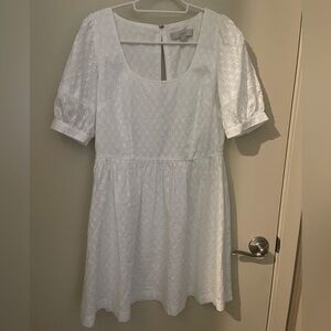 White Mini Dress with Bubble Sleeves